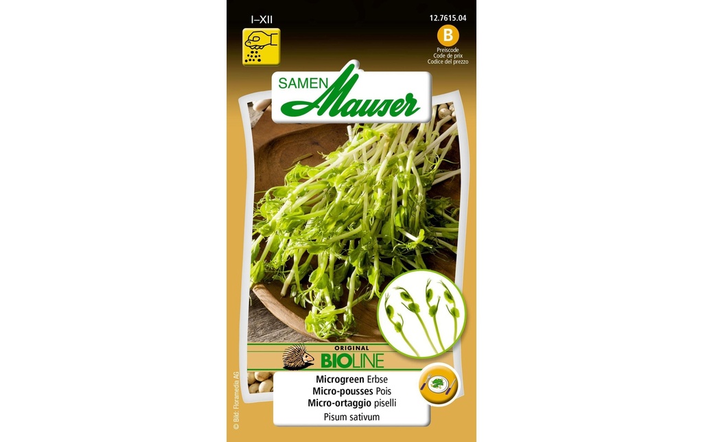 Samen Mauser Semence BIO Pois vert microscopique