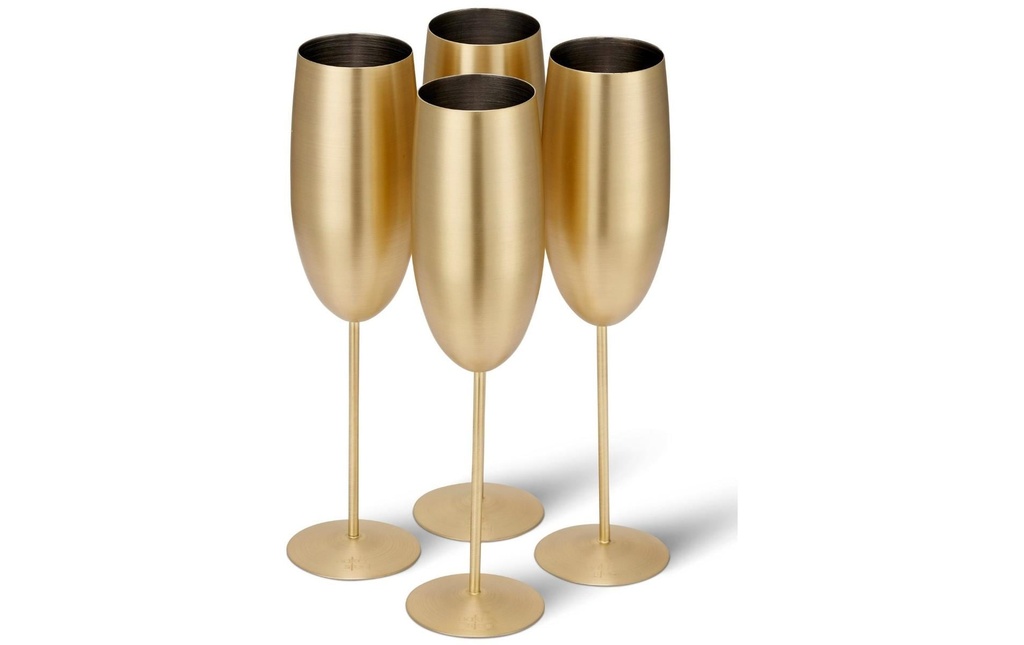 Oak & Steel Verre à champagne 285 ml, 4 Pièce/s, or mat