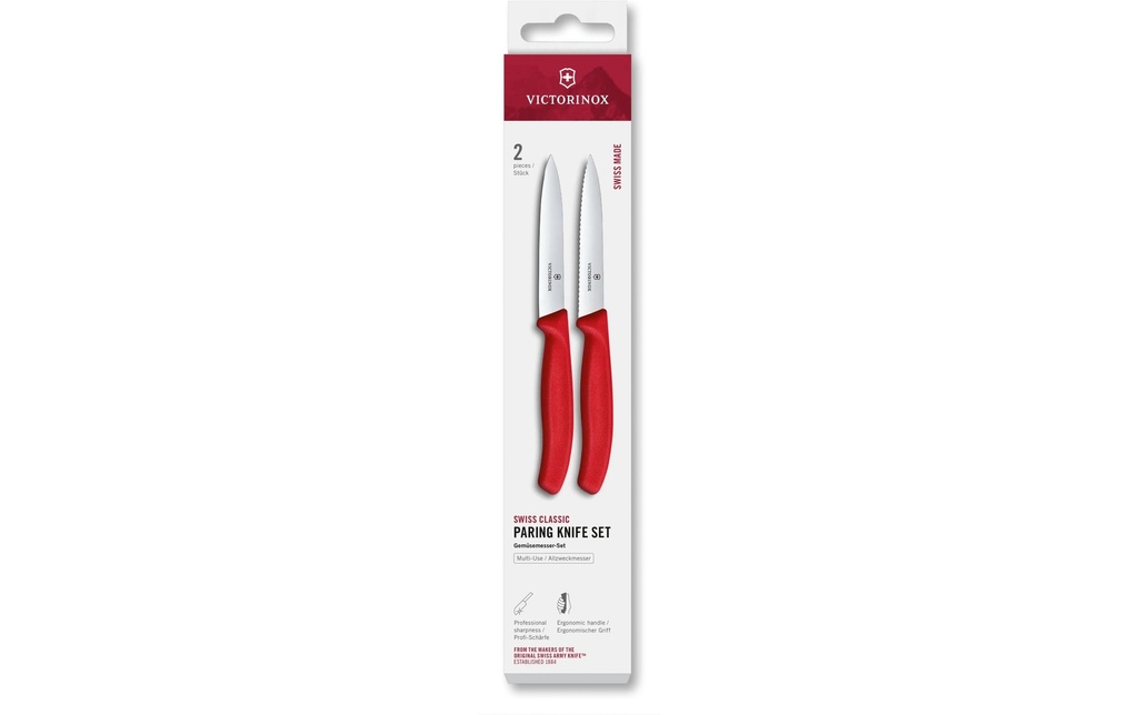 Victorinox Jeux de couteaux Swiss Classic, 10 cm, rouge, 2 pièces