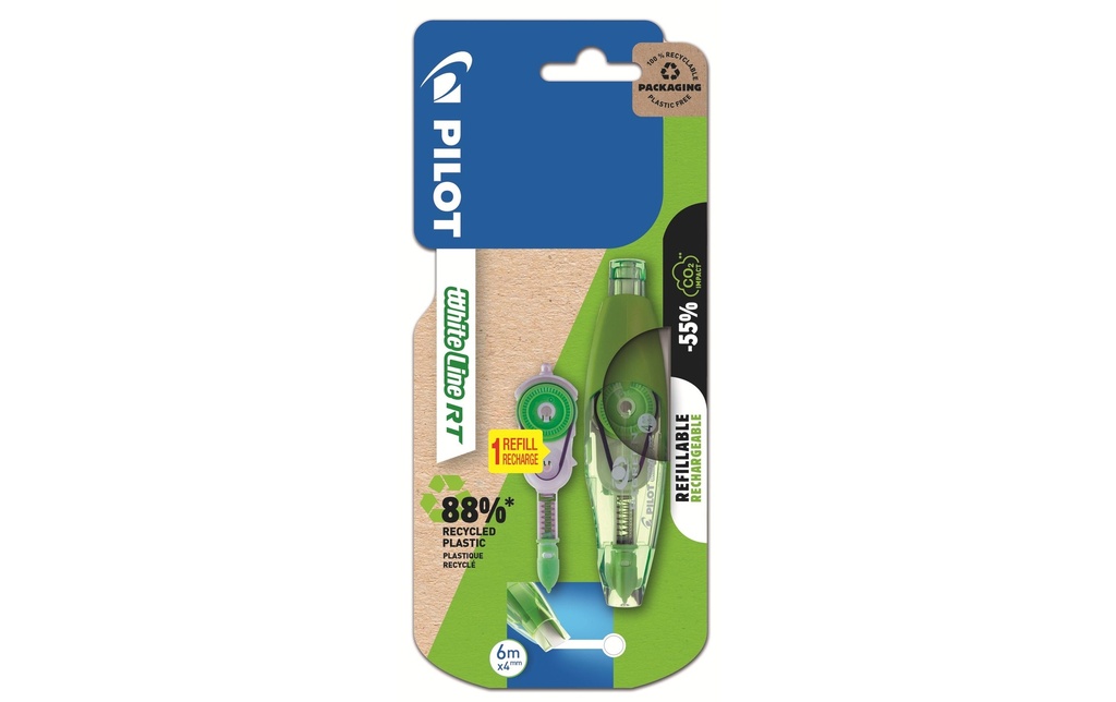Pilot Roller de correction BG White Line RT + Refill Gratis 4 mm