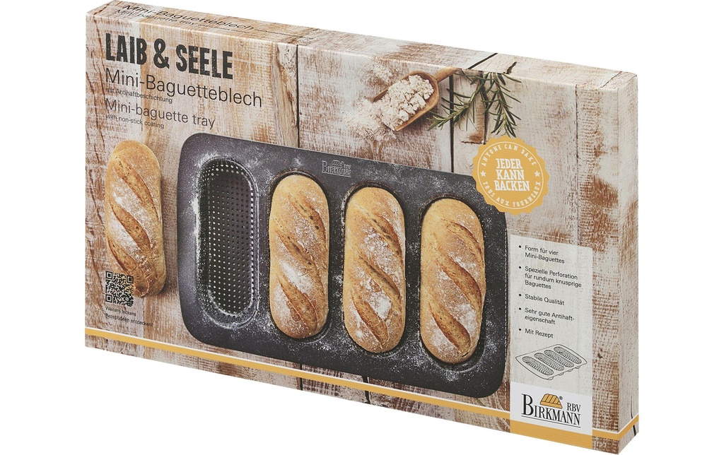 RBV Birkmann Moule à pain Baguette Mini 4 niches