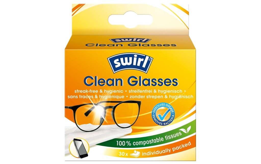 Swirl Lingettes nettoyantes pour lunettes 30 Pièce/s, Blanc