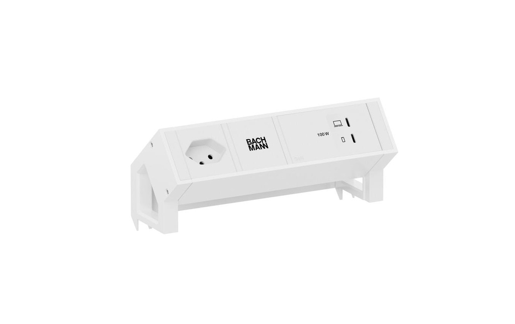 Bachmann Bloc multiprises de table DESK2 1xT13 1xUSB C/C 100W 0.2m blanc
