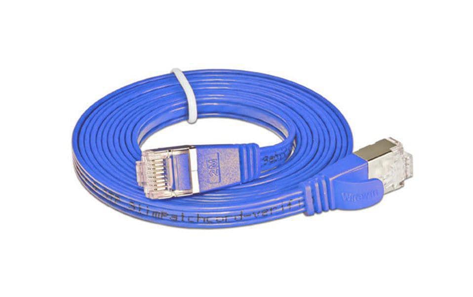 SLIM Câble patch slim RJ-45 - RJ-45, Cat 6, STP, 0.5 m, Bleu