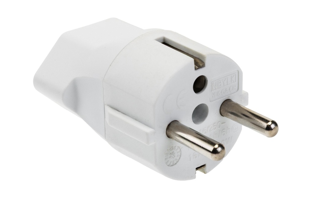 FURBER.power Adaptateur de voyage CH T23 – Schuko Blanc