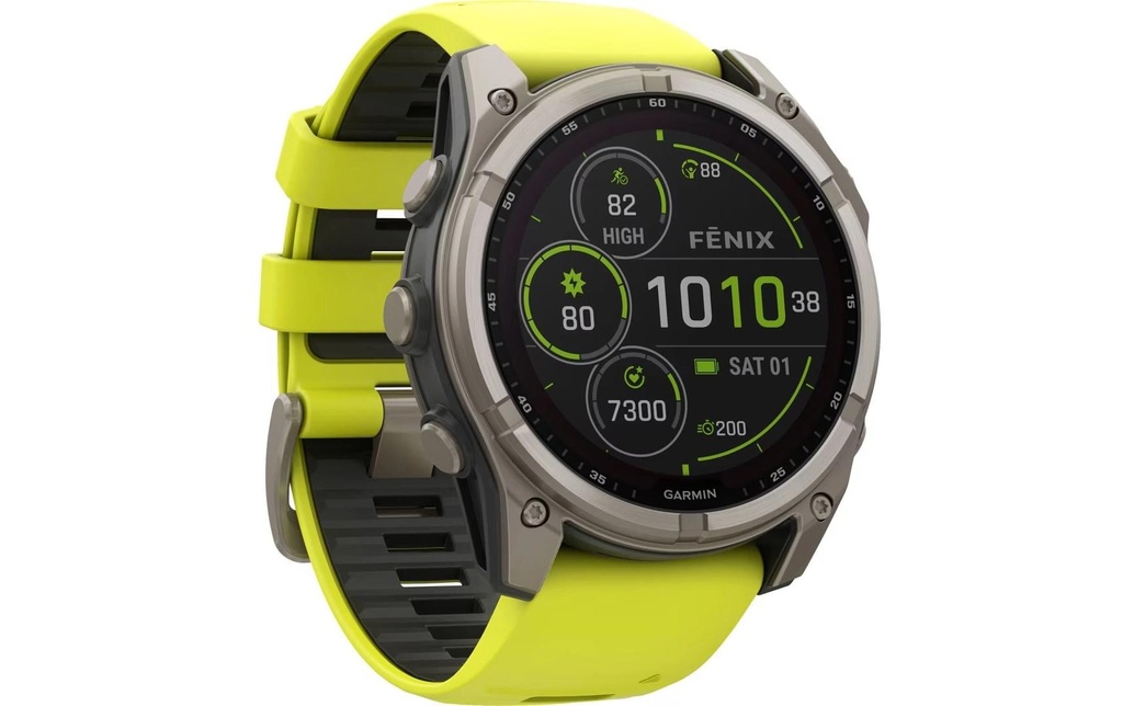 GARMIN Montre de sport Fenix 8 Solar Sapphire, 51 mm Jaune
