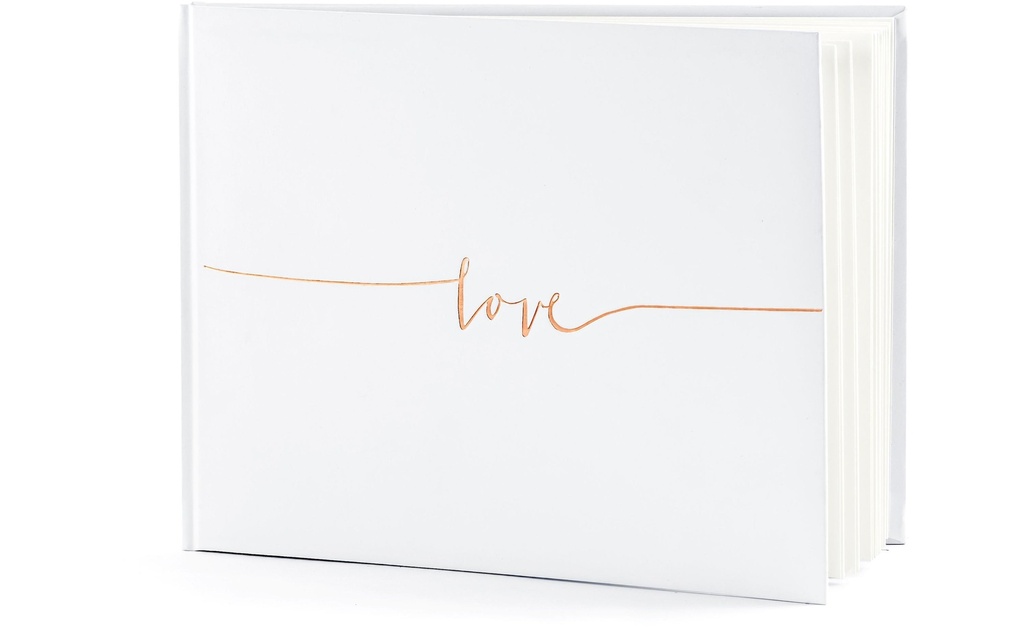 Partydeco Livre d’or Love 24 x 18.5 cm, 22 pages, Or rose; Blanc