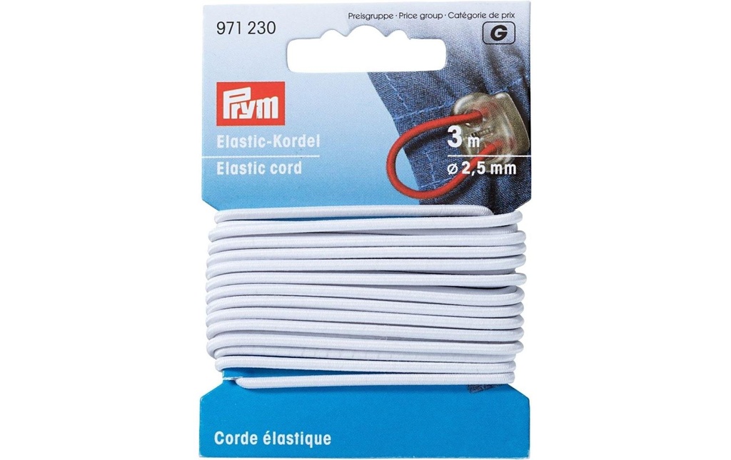 Prym Bande élastique Cordon de 2.5 mm, Blanc