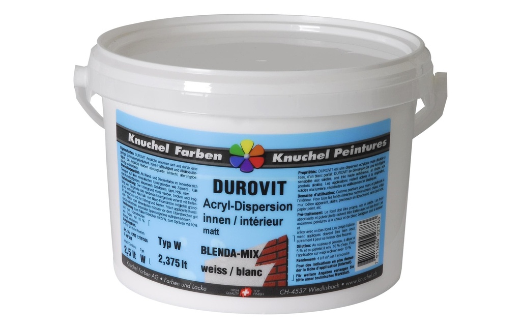 Knuchel Dispersion intérieure Durovit-Mix 2.5 l Blanc