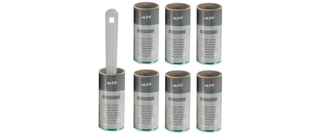 MSV Rouleau adhésif pour vêtements 3 m, 6 rouleaux de rechange