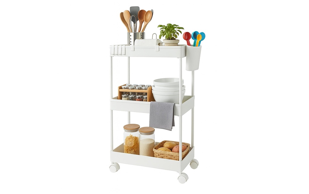 relaxdays Chariot de cuisine 62.5 x 40 x 22 cm Blanc