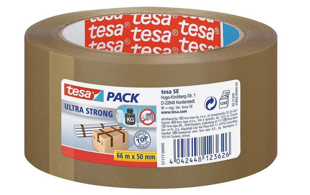 tesa Ruban adhésif -Set Ultra Strong, 50 mm x 66 m, 6 rouleaux, Brun