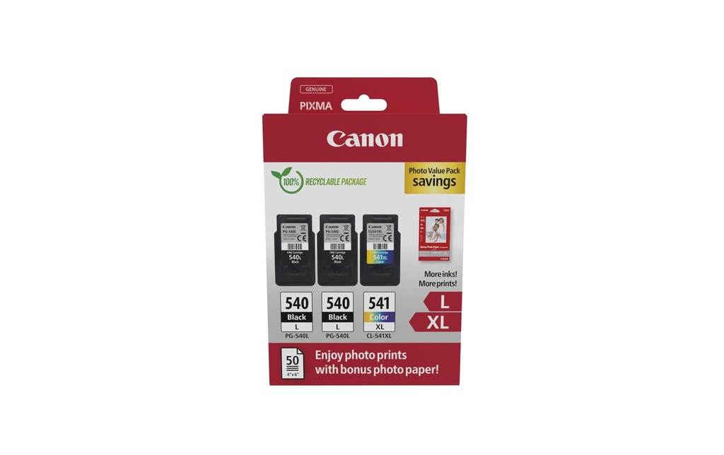 Canon Encre 2xPG-540L/1xCL-541XL Photo noir/Cyan/Magenta/Yellow