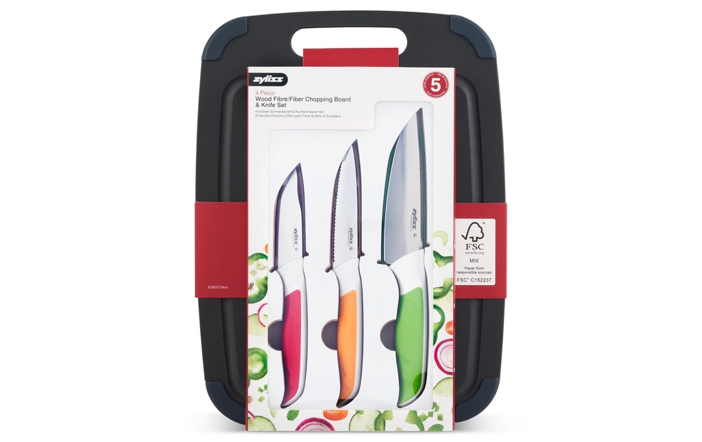 Zyliss Kits de planches à découper avec couteau, 4 pièces 28 cm  x 37 cm