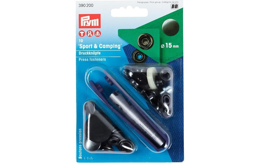 Prym Boutons poussoirs Camping 15 mm, 10 pièces