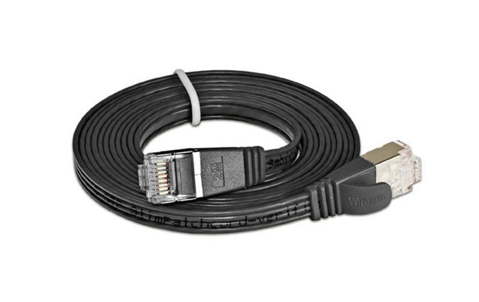 SLIM Câble patch slim RJ-45 - RJ-45, Cat 6, STP, 0.1 m, Noir