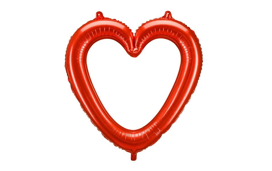 Partydeco Ballon en aluminium Cadre cardiaque, Rouge