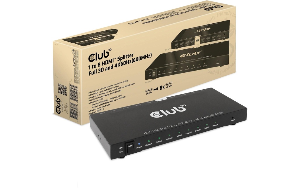 Club 3D Diviseur de signaux à 8 ports CSV-1383