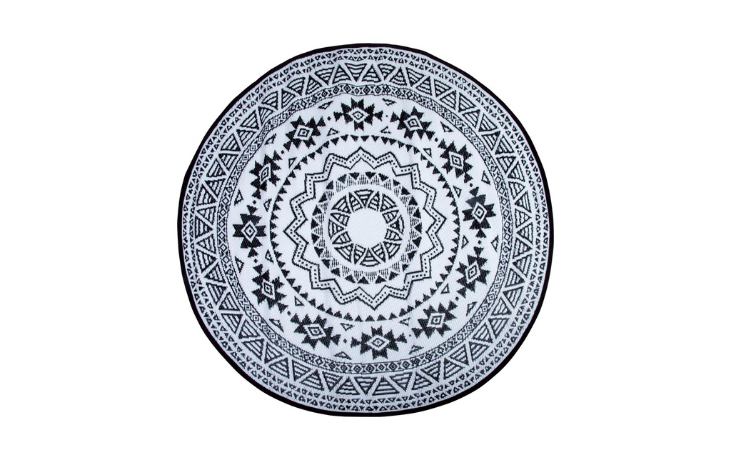Esschert Design Tapis India Ø 180 cm x Noir/Blanc