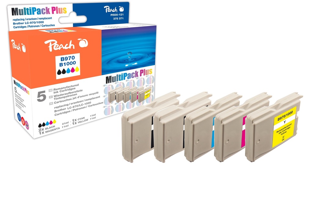 Peach Encre Brother LC-970/LC-1000 2x BK, 1x C, M, Y