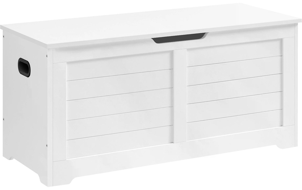 VASAGLE Coffre-siège dans le style maison de campagne 100 x 40 x 46 cm, Blanc mat