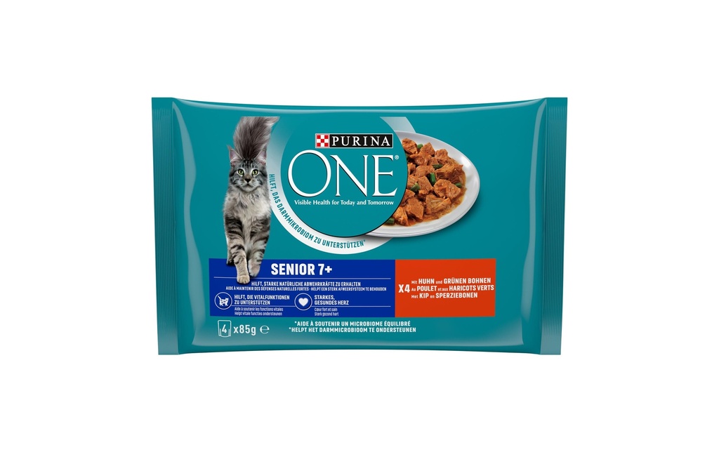Purina ONE Alimentation humide Senior 7+ Poulet, 4 x 85 g