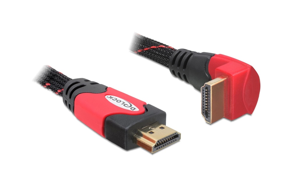 Delock Câble coudé en bas HDMI - HDMI, 5 m, Rouge