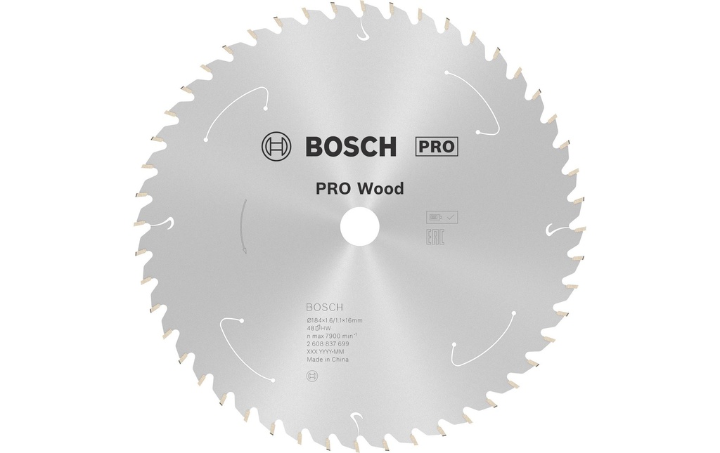 Bosch Professional Lame de scie 184 x 1,6 x 16 mm, T48, 1 pièce