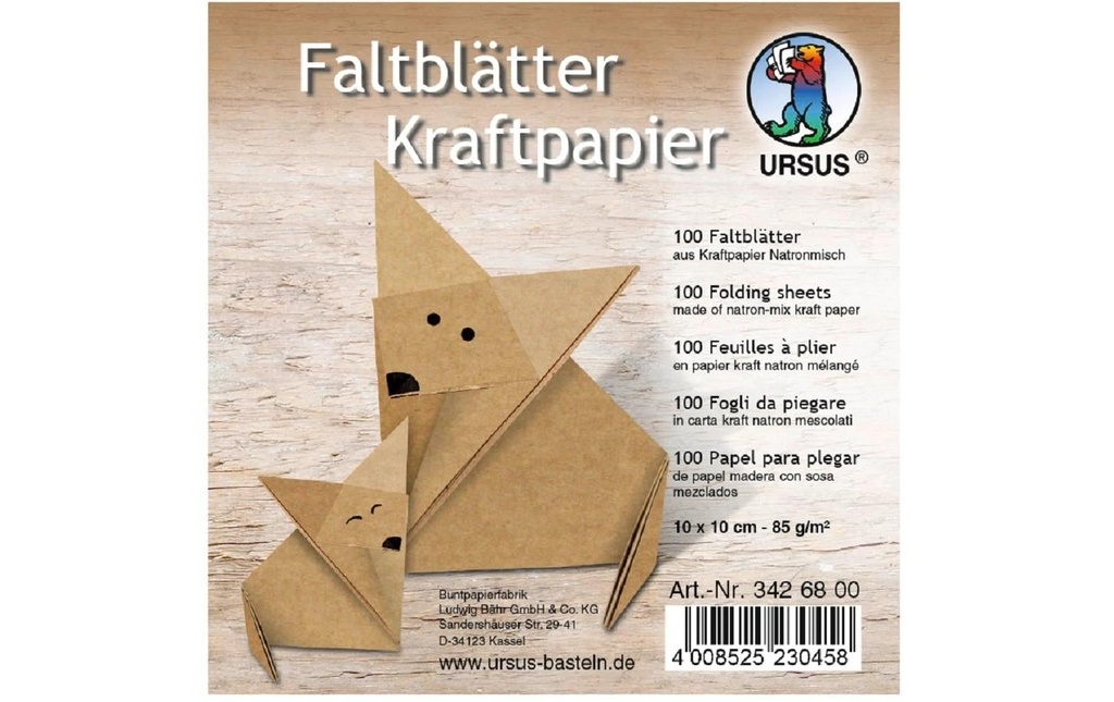 URSUS Feuilles origami Origami 130 g/m², 10 x 10 cm, 100 feuilles