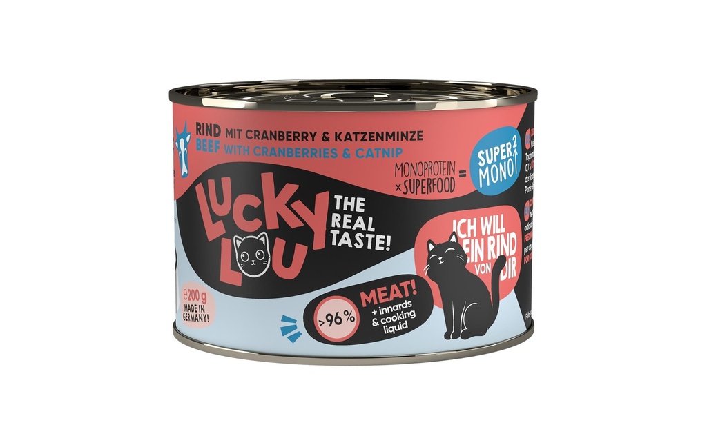 Lucky Lou Alimentation humide SuperMono Bœuf, 200 g