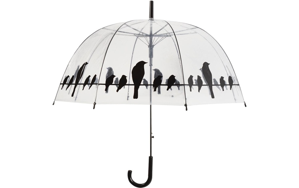 Esschert Design Parapluie Des oiseaux sur le fil Noir/Transparent
