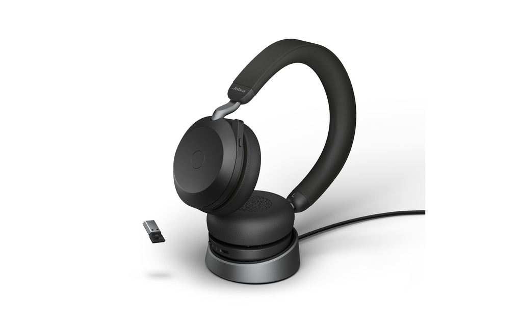 Jabra Casque avec micro Evolve2 75 Duo UC Noir, USB-A, avec station de chargement