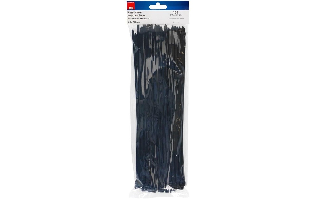 Max Hauri Serre-câble 100 pièces Noir 300 mm x 4.5 mm