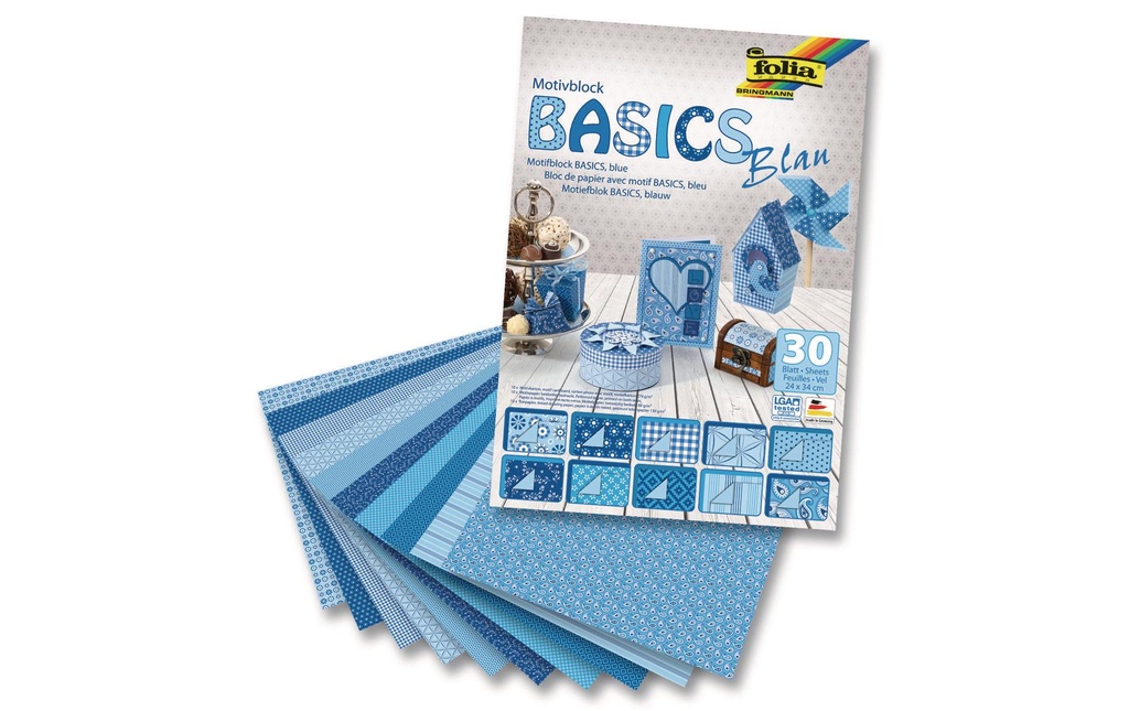 Folia Bloc de papier à motif Basics bleu