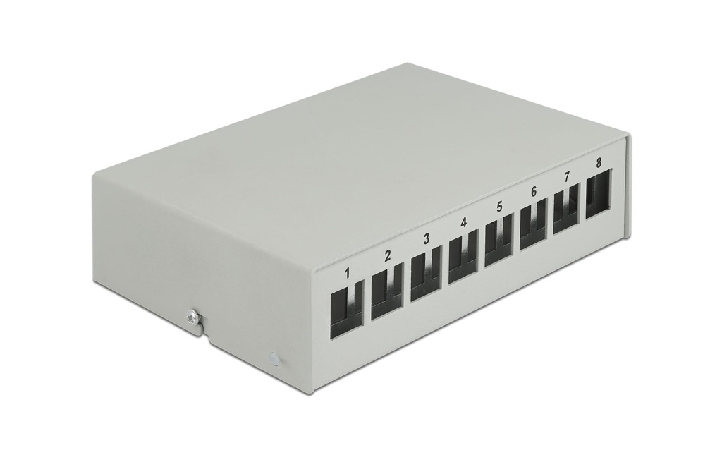 Delock Boîtier Panneau de distribution Keystone 8 ports gris