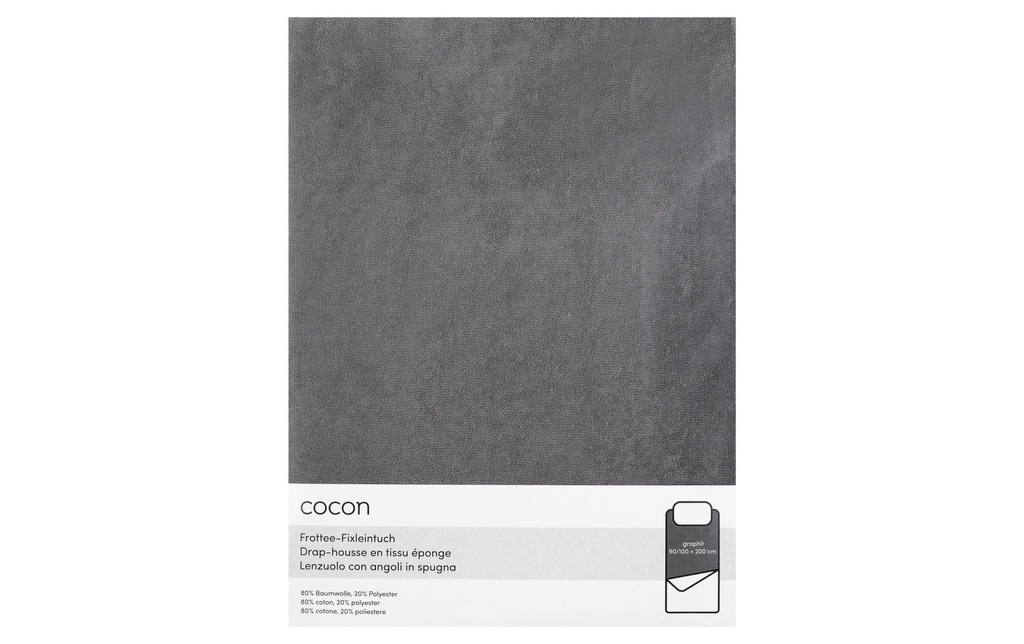COCON Drap-housse Tissu éponge 90-100 x 200 cm, Graphite