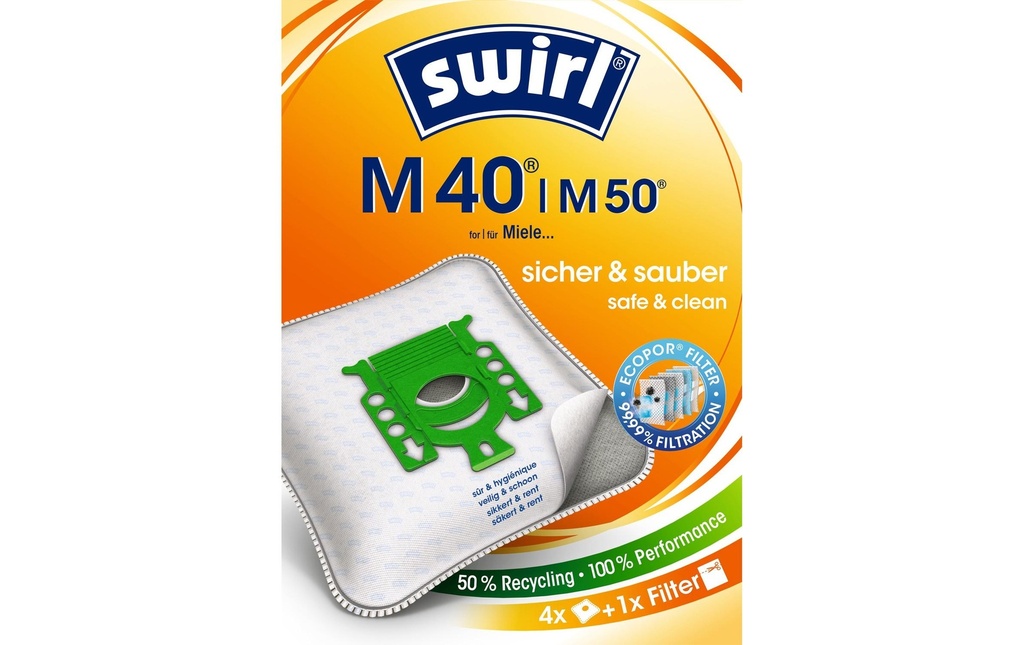 Swirl Sac filtrant pour aspirateur M 40 / M 50 4 Pièce/s