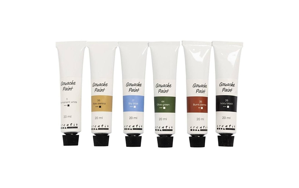 Creativ Company Peinture à l’eau Gouache Nature, 6 x 20 ml