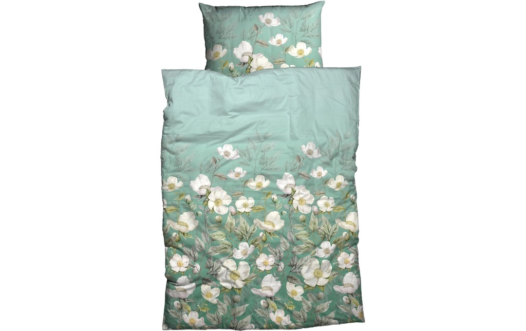 Nobilium Housse de duvet Allegra 200 x 210 cm, vert/fleur