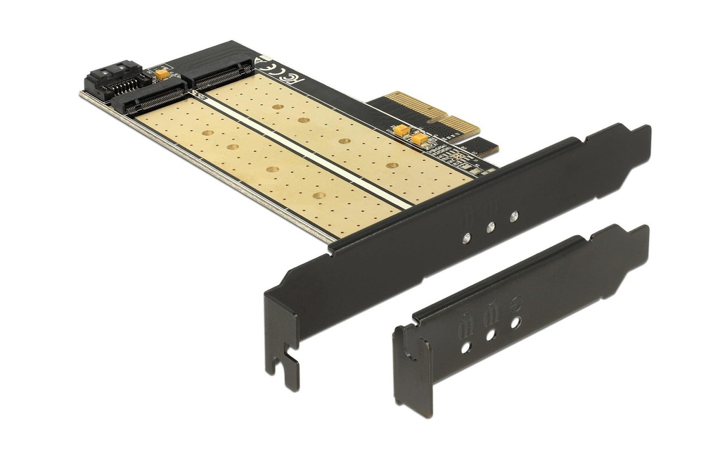 Delock Adaptateur de bus hôte PCI-Ex4 - M.2 1xNVME Key-M, 1xSATA Key-B