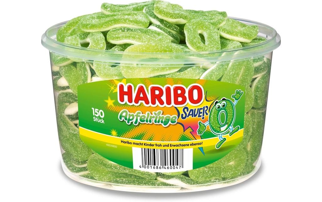 Haribo Bonbons gommeux Anneaux de pomme acidulés en boîte 1200 g