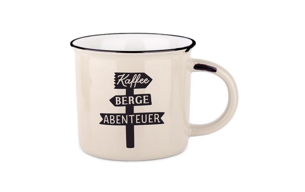 Grafik Werkstatt Gobelet vintage bonheur de la montagne, café, montagnes, aventure