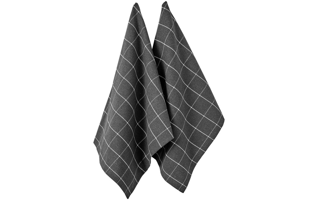 Ladelle Torchon pour la vaisselle Eco Check 45 x 70 cm, 2 pièces, anthracite