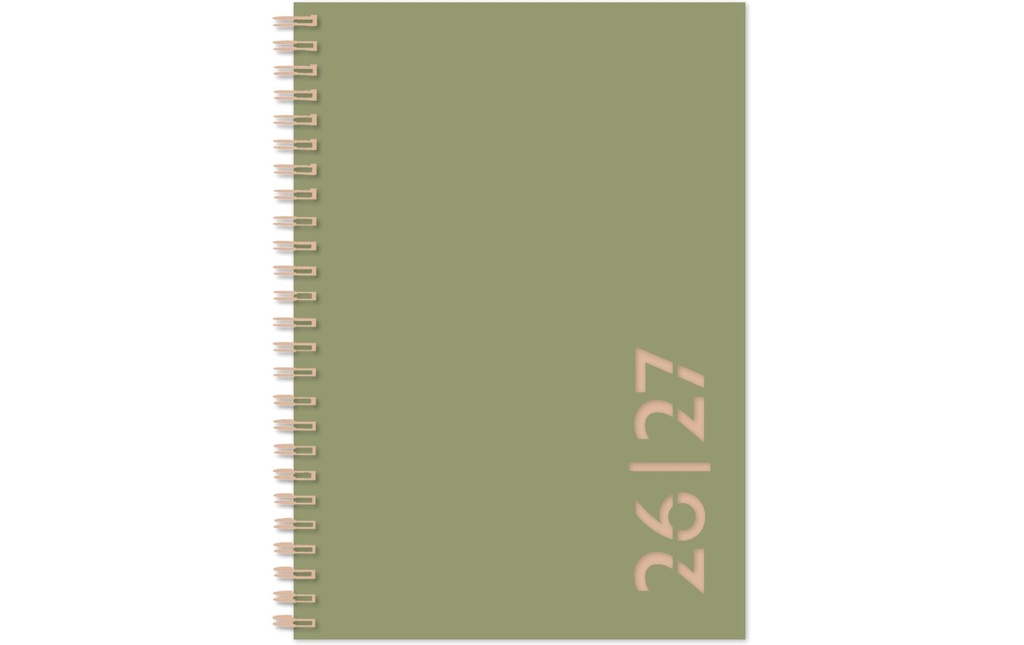 Simplex Emploi du temps scolaire Colors Weekly A5 2026/2027, Vert olive