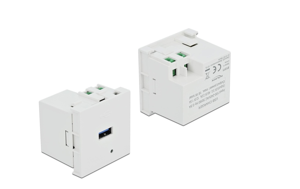 Delock Module de port de chargement USB Easy 45 Prise USB A - Bloc de terminaison