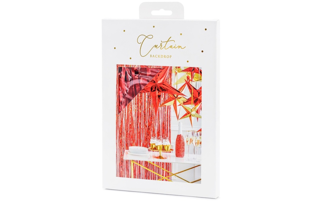 Partydeco Accessoires de fête Rideau 90 x 250 cm, Rouge