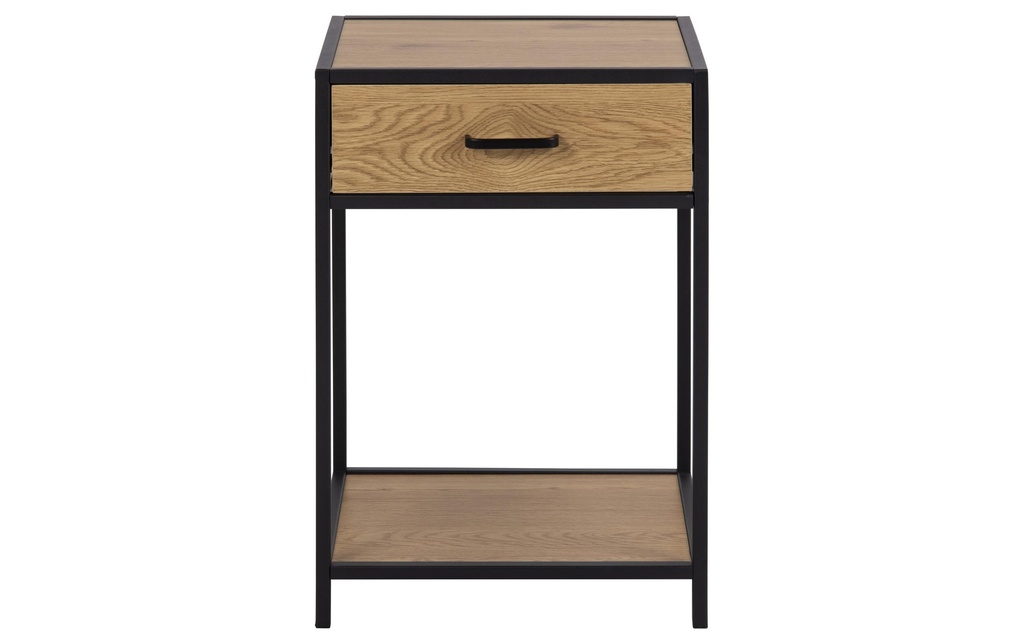 AC Design Table de nuit Seaford 42 x 35 x 63 cm, Noir/Nature