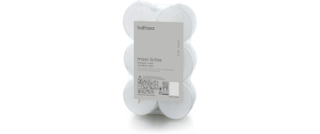 balthasar Bougie chauffe-plat Maxi, Pochette PC, 5.7 x 2.1 cm, 12 pièces