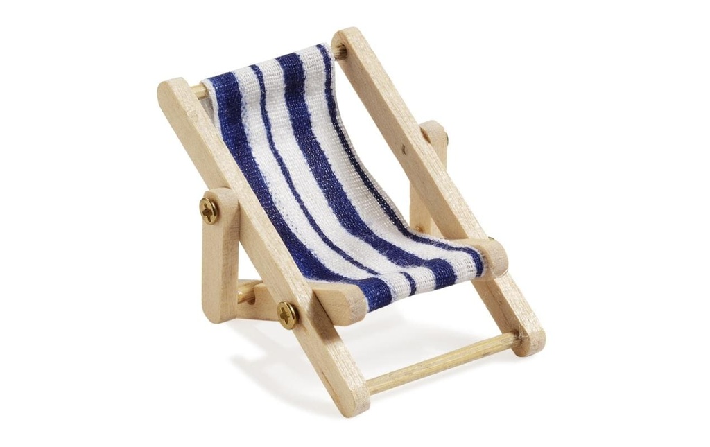HobbyFun Mini-meubles Chaise longue 5 x 3.5 cm, bleu/blanc