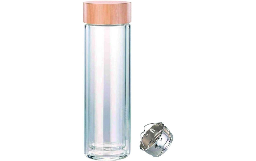 alpina Carafe en verre avec couvercle en bois 0.45 l, Transparent